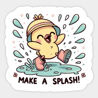 Joyful Duckling Dive: Splish-Splash Fun Sticker